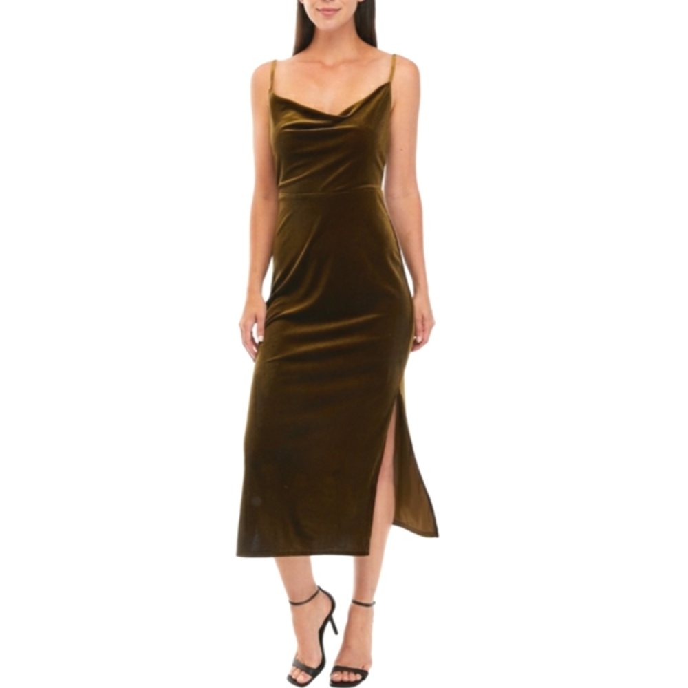🆕 TAYLOR Elegant Velvet Dress in Olive Green